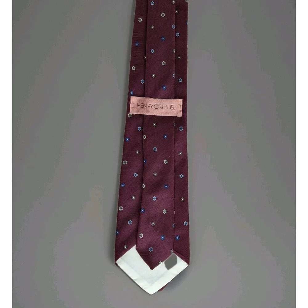 Men's Vintage Tie 100% Silk Maroon Burgundy Necktie Slip Stitch Henry Grethel